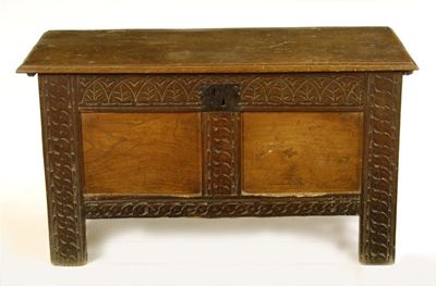 Appraisal: A late th century 'West County' oak chest the moulded