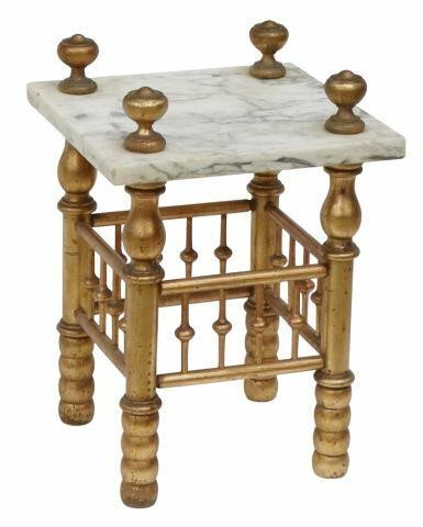 Appraisal: Diminutive Continental marble and giltwood plant stand having four finials