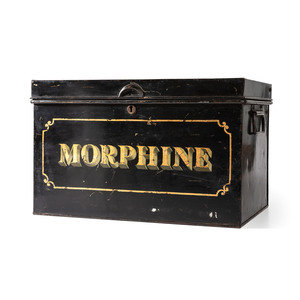 Appraisal: A Painted Tin Morphine Storage Box th Century decorated in