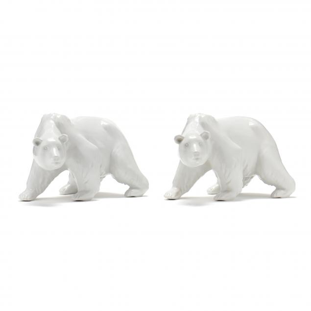 Appraisal: A PAIR OF KPM POLAR BEAR FIGURINES s white glazed