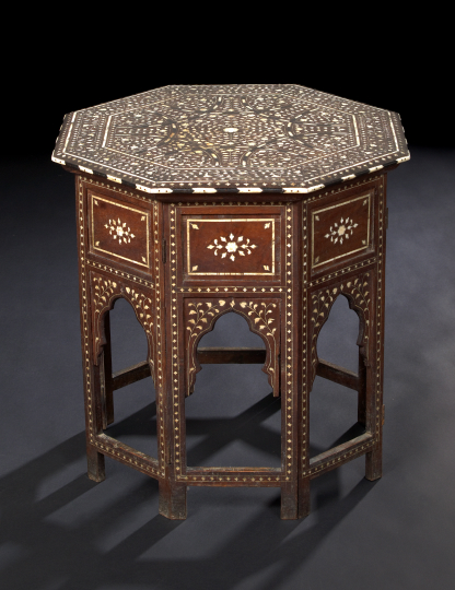 Appraisal: North African Inlaid and Hardwood Occasional Table ca the octagonal