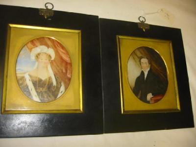 Appraisal: ENGLISH SCHOOL A lady and A Gentleman unsigned pair of