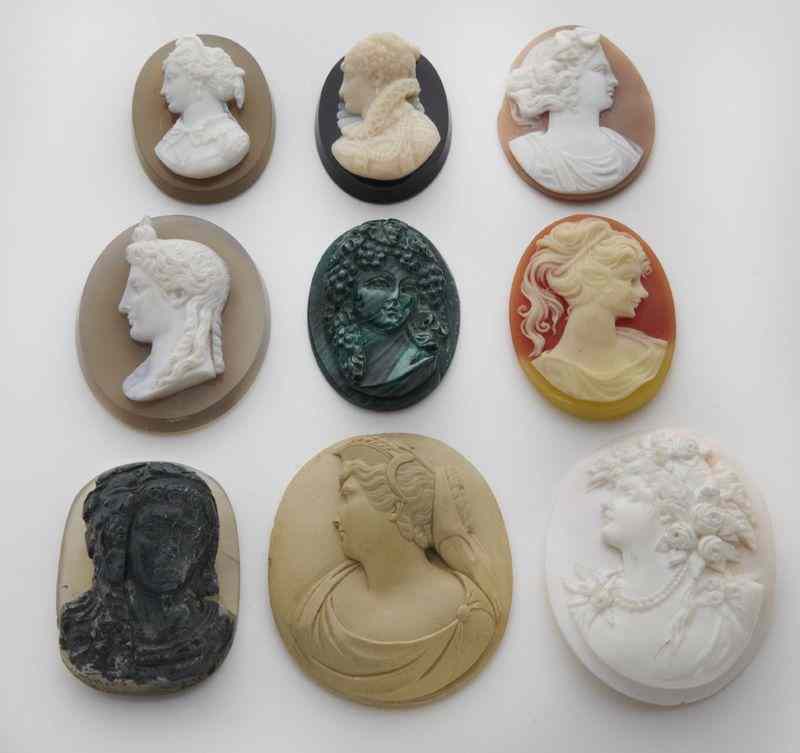 Appraisal: Victorian unframed hard stone and shellcameos depicting busts Circa -