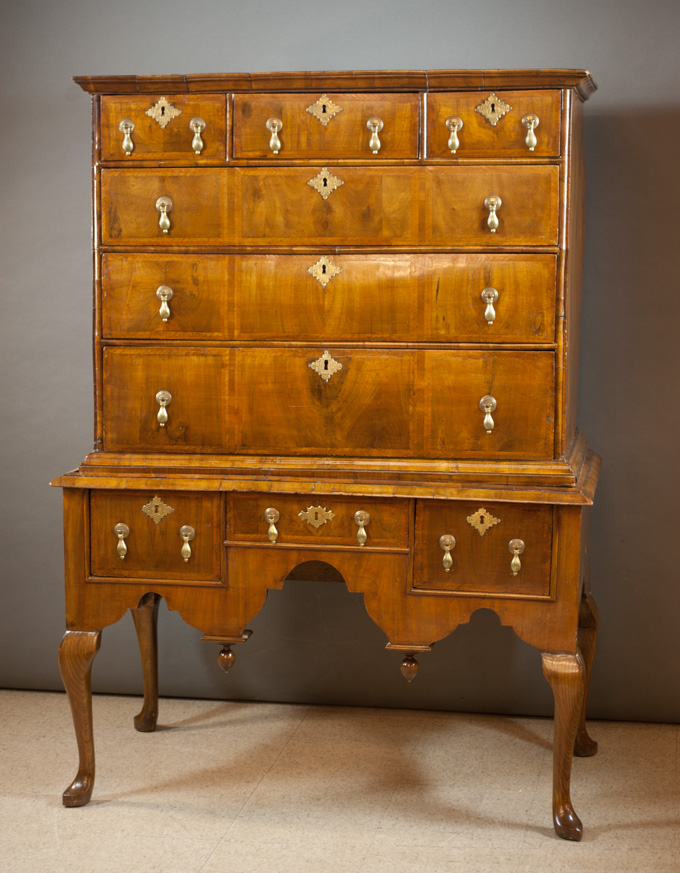 Appraisal: QUEEN ANNE PERIOD WALNUT CHEST ON STAND English first quarter