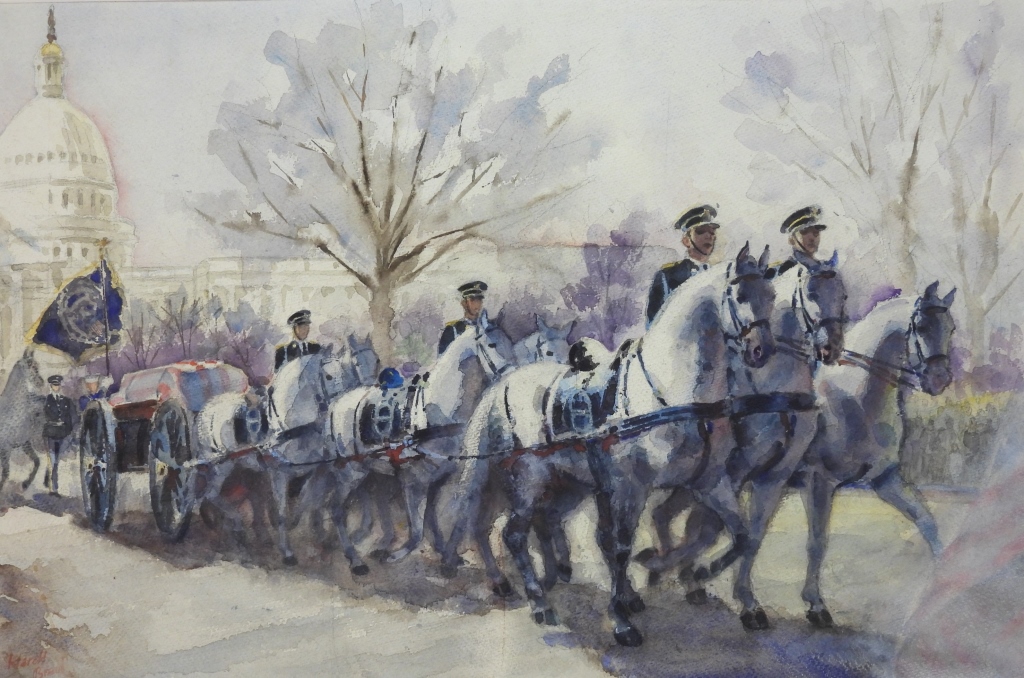 Appraisal: HAROLD BREUL ROOSEVELT PROCESSION HORSE PAINTING Rhode Island New York