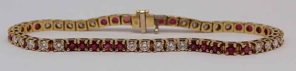 Appraisal: JEWELRY kt Gold Ruby and Diamond Bracelet kt yellow gold