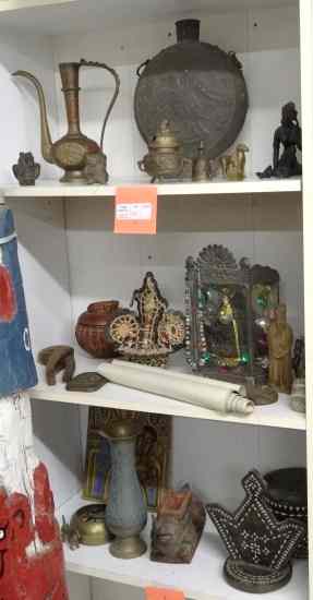 Appraisal: Misc lot ethnic items including metal vases figures etc