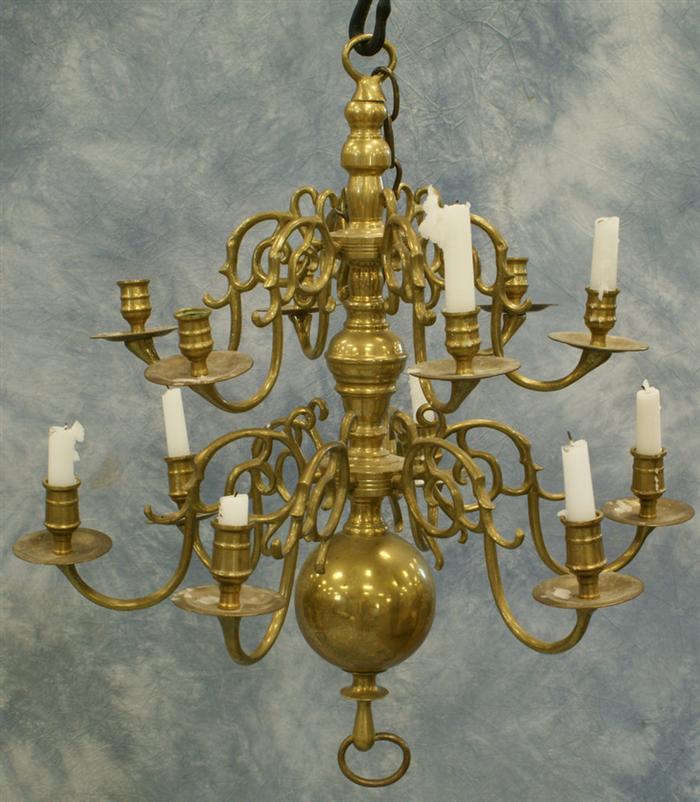 Appraisal: Brass Dutch style tier arm candle chandelier d h Estimate