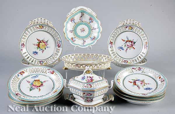 Appraisal: An Antique English Porcelain Partial Dessert Service c - well-painted