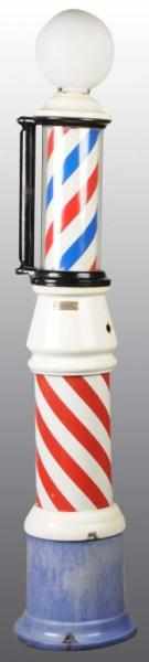 Appraisal: Large Porcelain Barber Pole with White Globe Description Working Condition