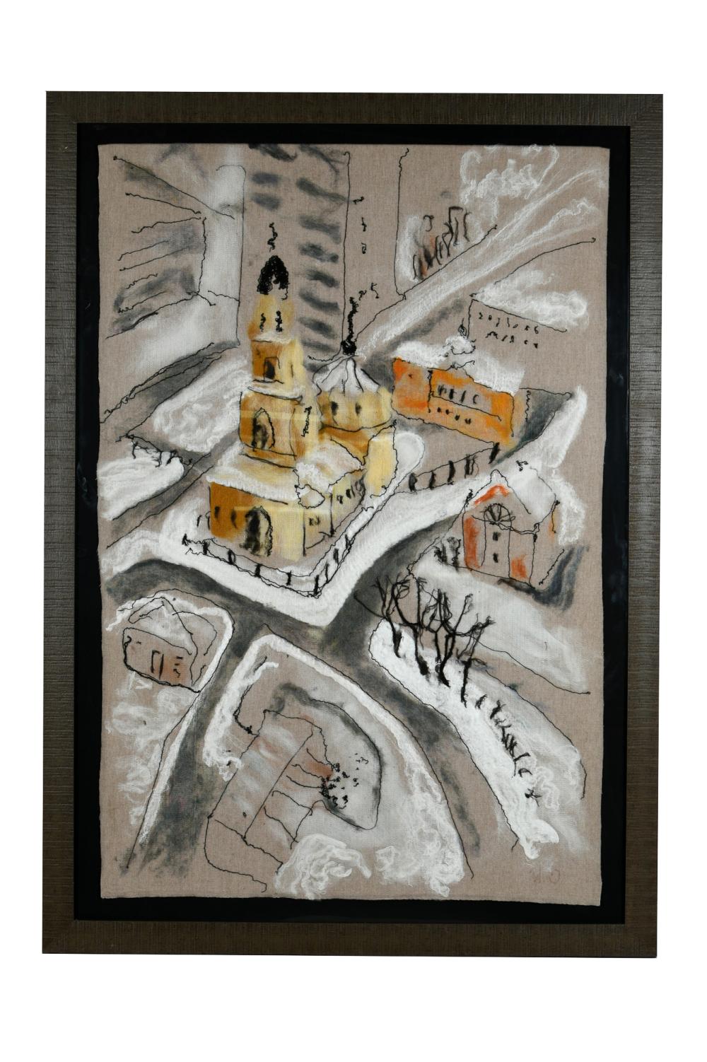 Appraisal: IYA OZERVOA RUSSIAN CITY VIEW colored wool felt and acrylic