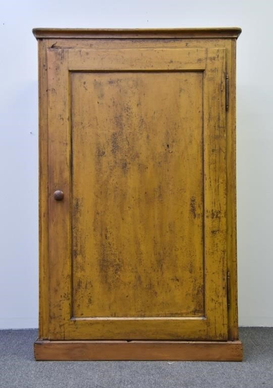 Appraisal: Continental primitive yellow painted cupboard th c h x w