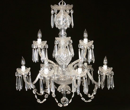 Appraisal: Waterford Crystal Nine-Light Chandelier and a Pair of Single-Light Sconces