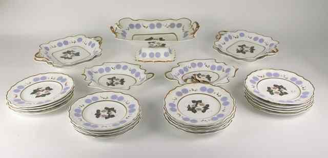 Appraisal: A Staffordshire porcelain dessert service circa painted flowers and with