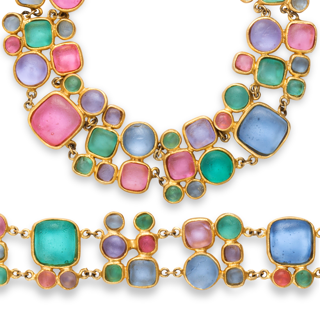 Appraisal: A GLASS NECKLACE AND BRACELET SUITE 'VIENNA NOUVEAU' MICHAEL VINCENT