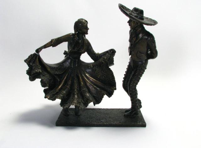 Appraisal: F Chavez Bronze Sculpture Depicting Dancing Couple in Mexican Attire