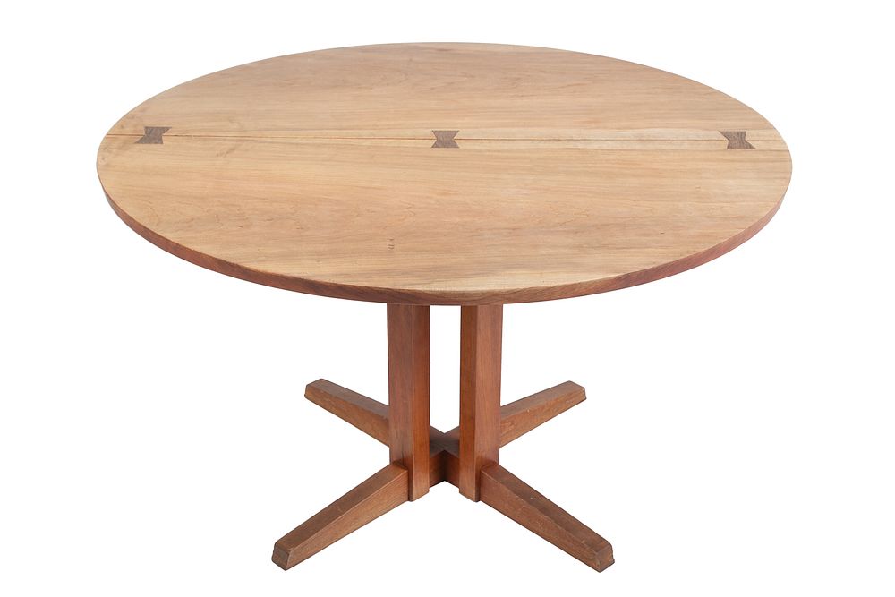 Appraisal: George Nakashima Round Cluster-Base Dining Table Nakashima George American -