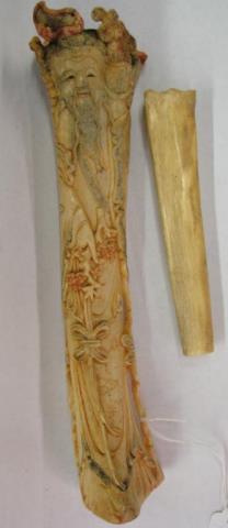 Appraisal: Two items of bone decor including carved section with wax