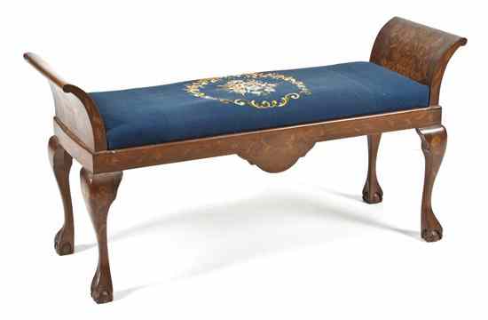 Appraisal: A Continental Marquetry Window Bench having flared sides with floral