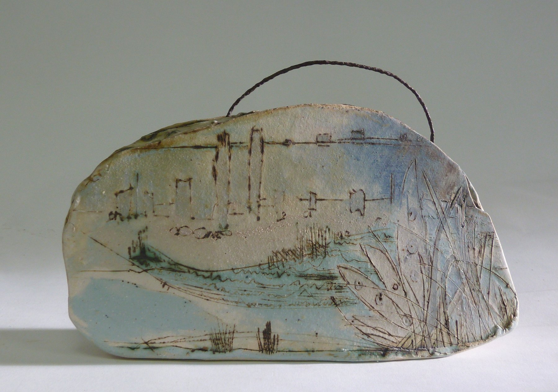 Appraisal: A ceramic and wire sculpture Castle Water Hide Romney Marsh