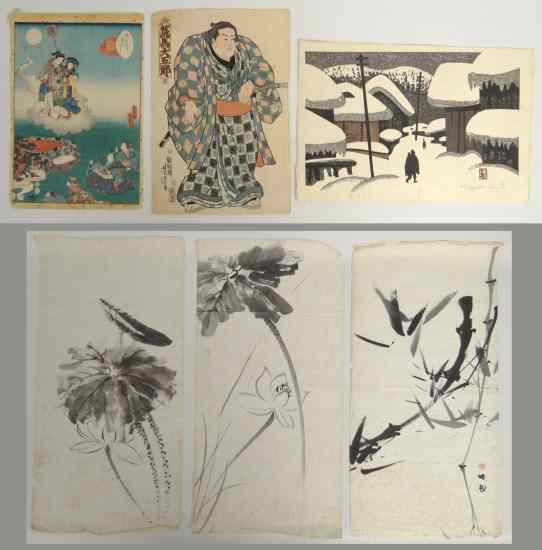 Appraisal: Lot including signed Kyoshi Saito woodblock titled ''Aizu'' '' x