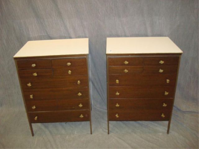 Appraisal: Pair of Paul McCobb Midcentury chests with glass tops They