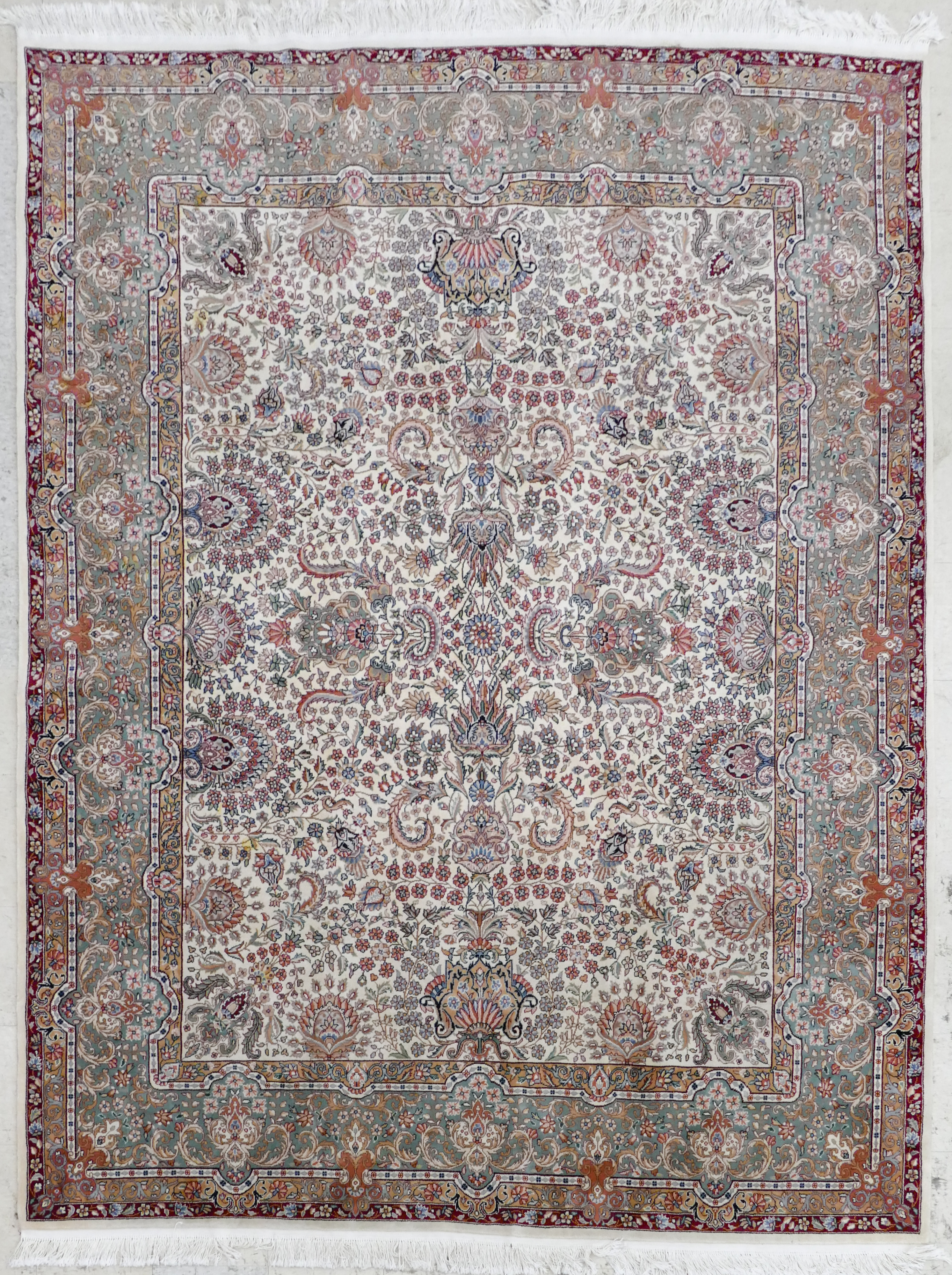 Appraisal: Contemporary Persian Floral Oriental Rug x ' White field with