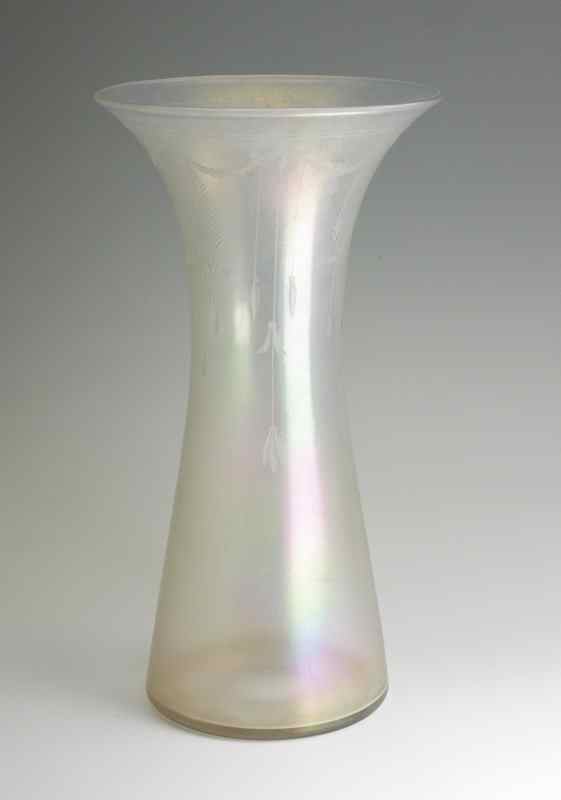 Appraisal: STEUBEN HAWKES VERRE DE SOIE ART GLASS VASE Iridescent etched