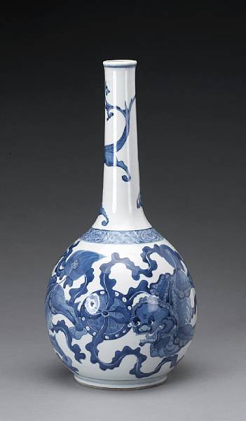 Appraisal: A fine blue and white porcelain bottle vase Kangxi Period