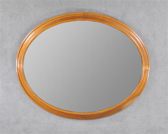 Appraisal: Carved Wooden Oval Mirror Circa Ogee form and natural wood