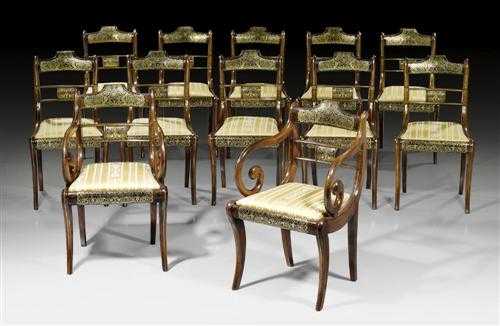 Appraisal: SET OF CHAIRS WITH ARMRESTS Empire Restauration Russia circa Mahogany