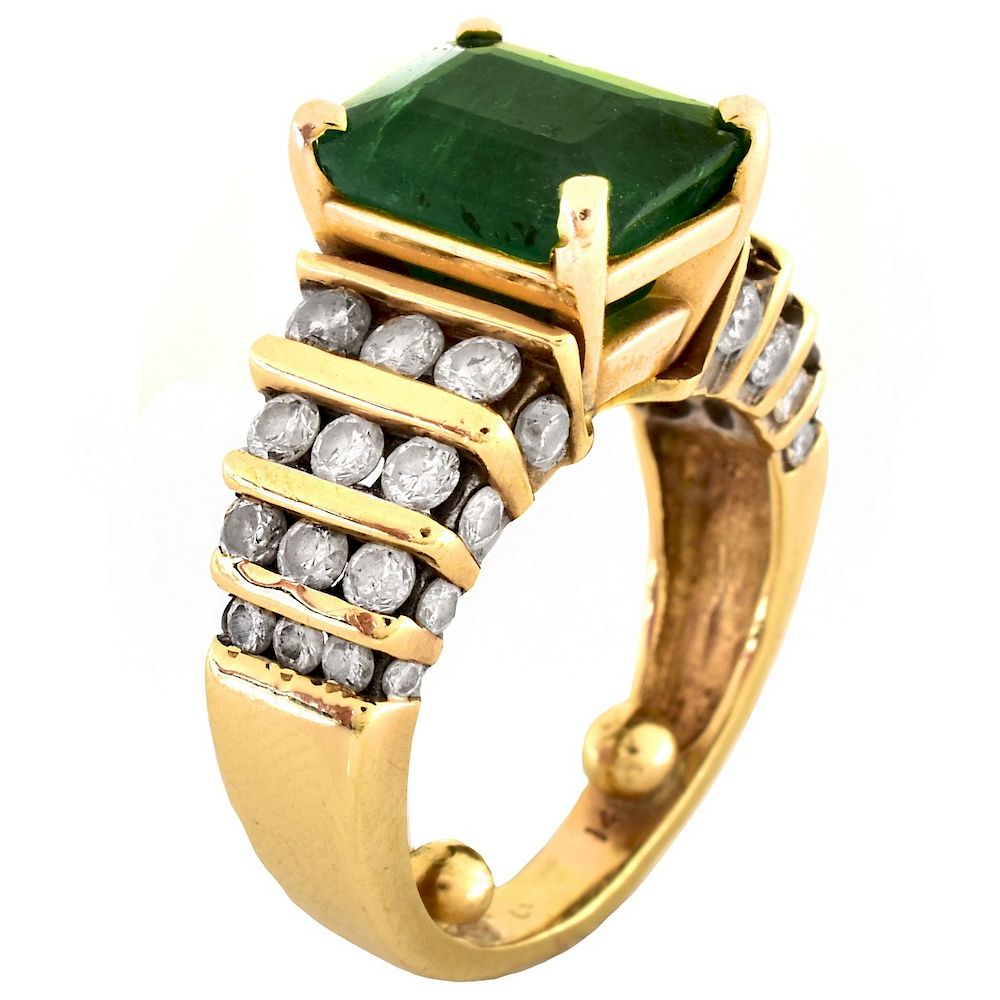 Appraisal: Emerald Diamond and K Gold Ring Vintage Emerald Diamond and