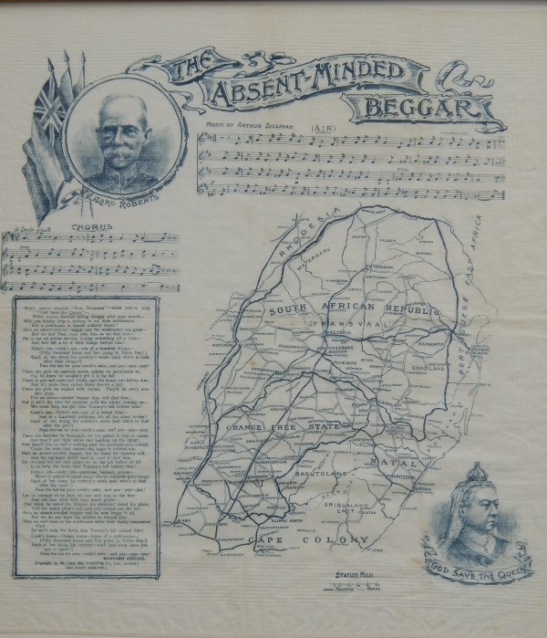 Appraisal: A framed handkerchief relating to the Boer War printed with