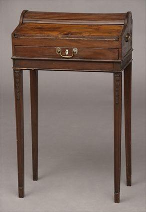 Appraisal: REGENCY YEW WOOD AND MAHOGANY LADY'S WRITING DESK The tambour