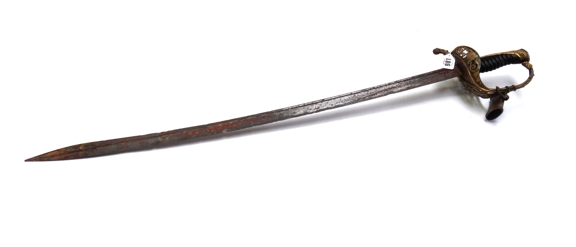 Appraisal: An English Naval Officer's sword th century with curved steel