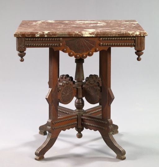 Appraisal: American Eastlake Burled Walnut and Walnut Side Table fourth quarter