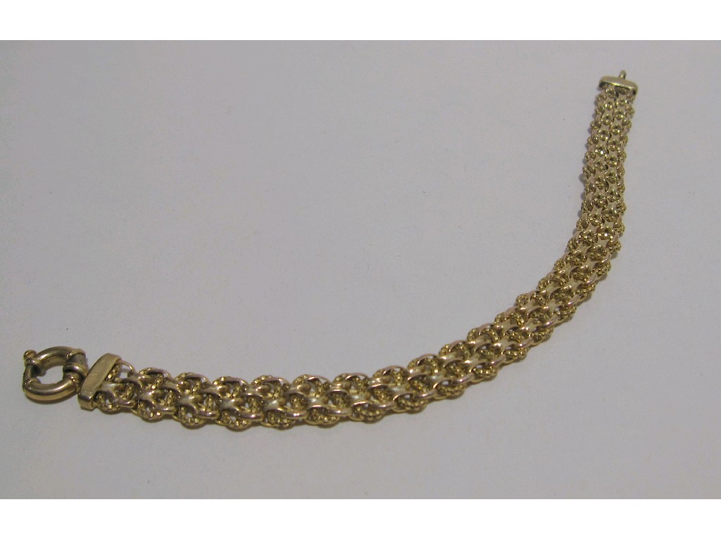 Appraisal: Nine carat gold weave link bracelet Approx gms