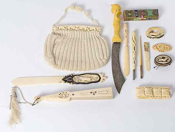 Appraisal: Ivory Ladies Accessories Plus th century an assembled group of