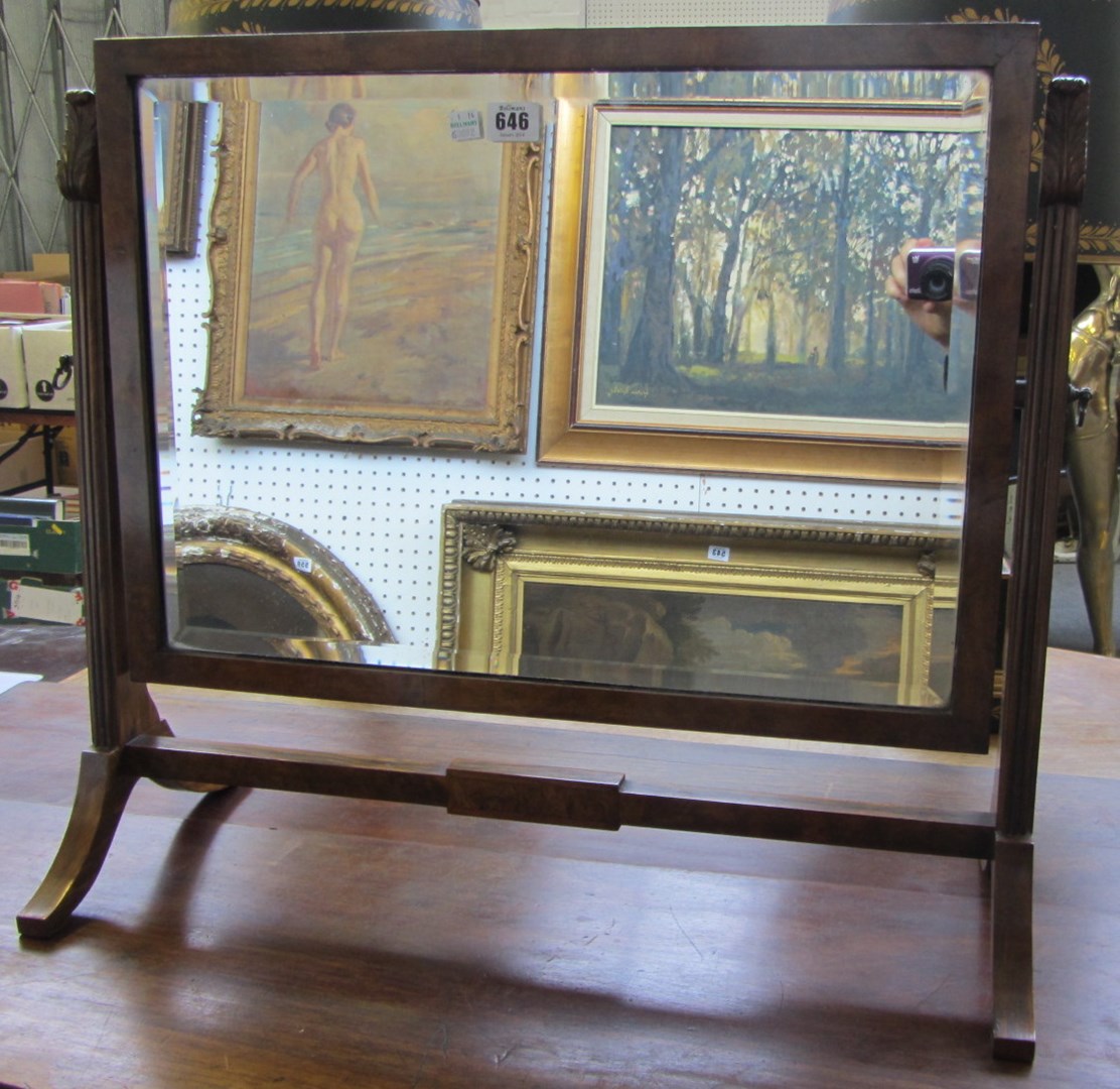 Appraisal: An early th century mahogany framed skeleton toilet mirror cm