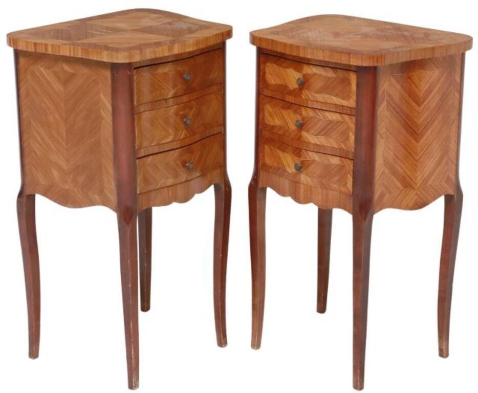 Appraisal: pair French Louis XV style nightstands th c fitted with