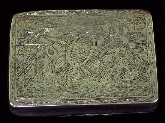 Appraisal: A Russian snuff box engraved a scene of Peter the