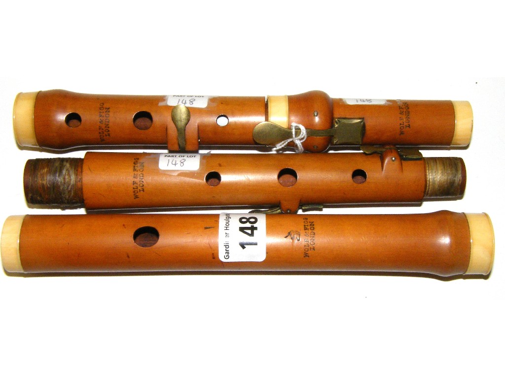 Appraisal: English boxwood and ivory mounted flute by Wolf Figg circa