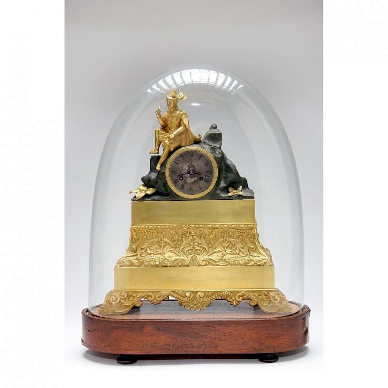 Appraisal: French Dore Bronze Mantle Clock early th century modelled as