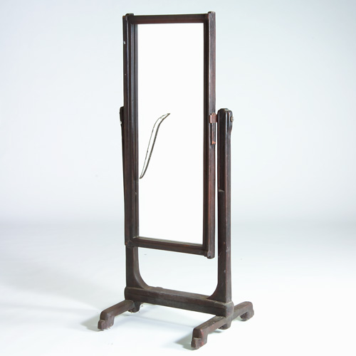 Appraisal: SMOKEY TUNIS Cheval mirror with applied glass sliver on painted