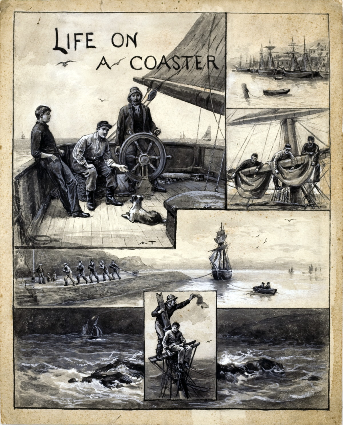 Appraisal: FOUR ORIGINAL ILLUSTRATIONS DEPICTING SAILORS AND TRAVEL BY SEA Including