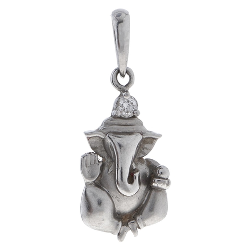 Appraisal: A diamond set platinum Ganesh devotional pendant marked g More