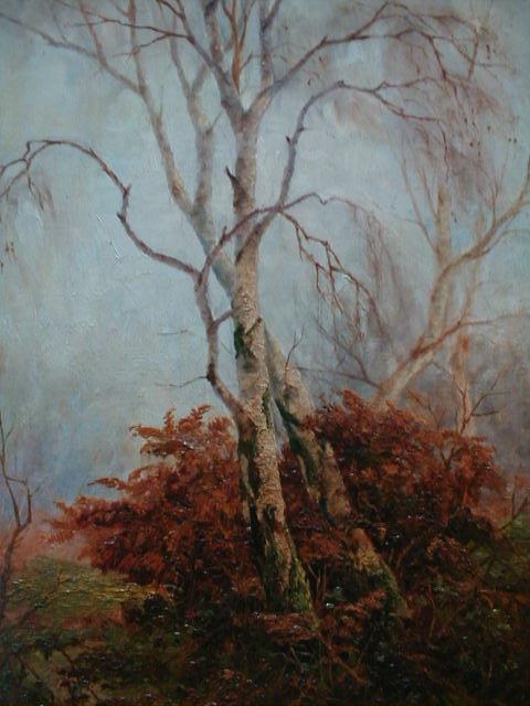 Appraisal: J W Topham Autumn woodland landscape oil on canvas signed