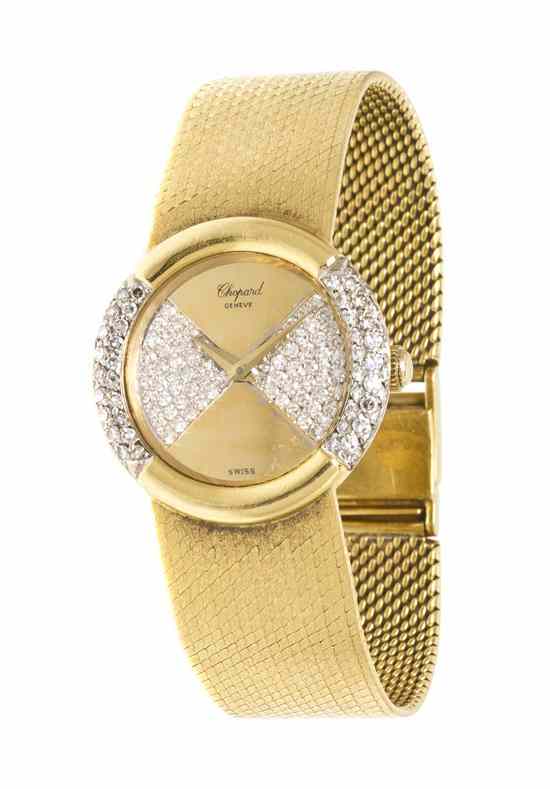 Appraisal: An Karat Yellow Gold and Diamond Wristwatch Chopard with an