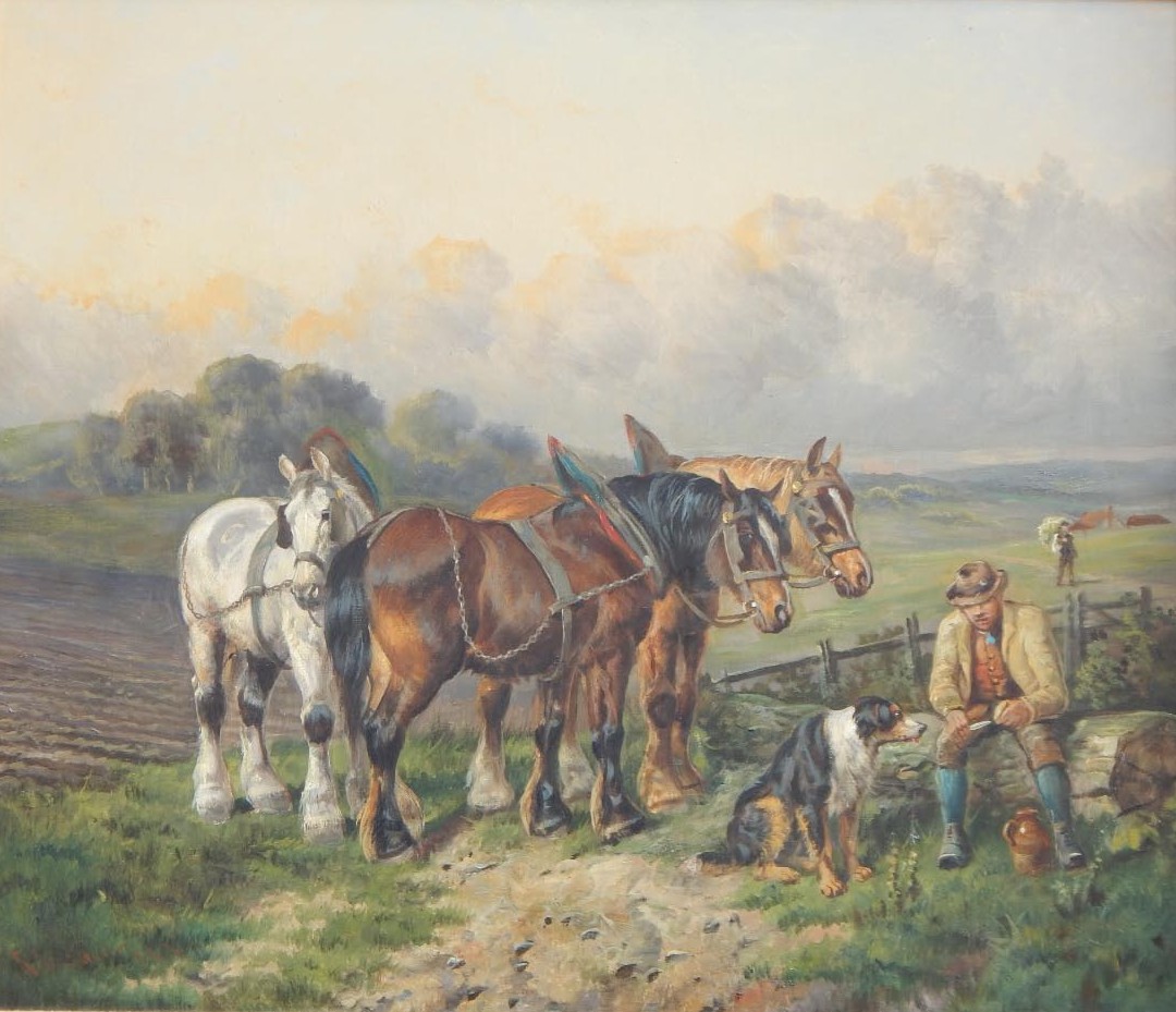 Appraisal: Richard Ansdell - Farmer with sheep dog and working horses