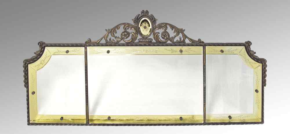 Appraisal: 'S BUFFET MIRROR Three parts with etched yellow mirror framing